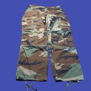 US Military BDU Cargo Pants Medium Regular Woodland Camo Combat Distressed